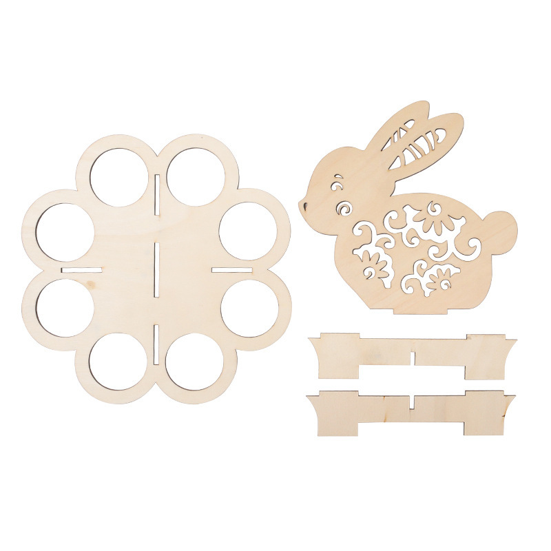 Eight Hole Easter Wooden Bunny Egg Rack - Image 3